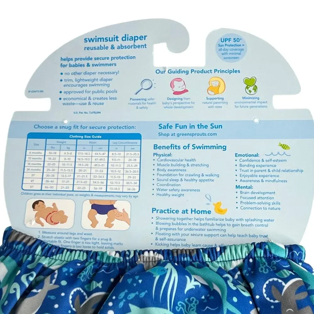 iPlay Green Sprouts Reusable Swim Diaper 12 months